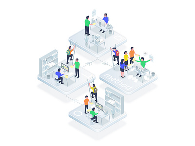 Busy at Work artwork flatdesign illustration isometric isometric design isometric illustration ui vector vector art vectorart workspace