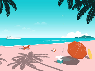 Sunny Summer artwork beach flatdesign illustration illustrator island landscape sea summer sunny day vector vectorart
