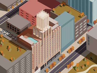 Ace Hotel Los Angeles architecture design flat hotel illustration isometric