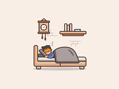 Sleep illustration bedroom design illustration man sleep stay at home vector