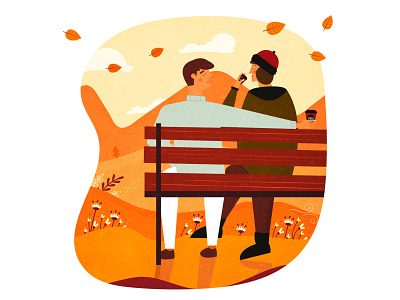 '' Fall Is Coming | 🍂🌾 '' 2d character animation autumn boy cafe character character design coffee fall flat girl illustration persian