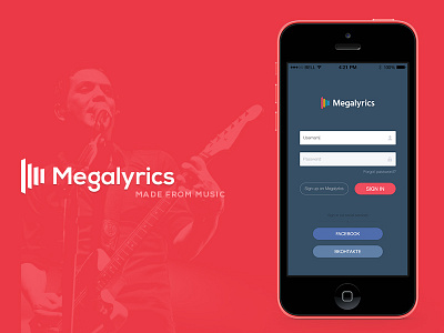 Megalyrics - made from music app application interface ios mobile music player ui ux
