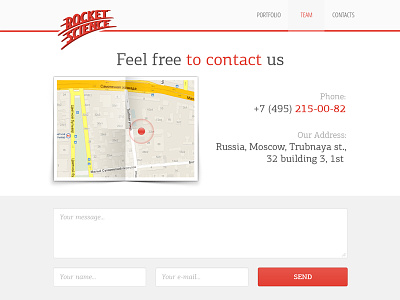 RocketScience contact form mail map message promo send team ux