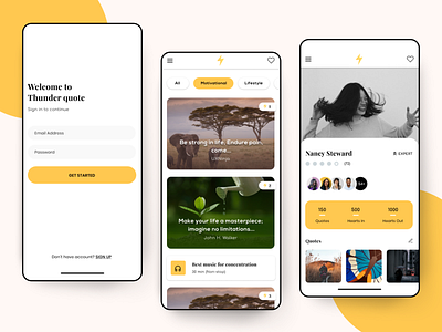 ThunderQuote Mobile App - Productivity app branding figma inspiration lifestyle product design productivity ui