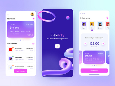 FlexiPay - Payment Mobile App app banking colors design figma finance finance app illustration mobile mobile app mobile design mobile ui mobile ux payment typography ui ux