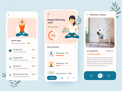 Yoga Fitness/Selfcare App colors design figma fitness gym health illustration mobile mobile app mobile design ui ux workout yoga