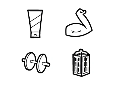 Muscle Stuff + TARDIS hand drawn icon icon set muscles tardis