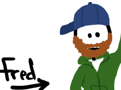 Who is *THAT* Handsome Fellow? beard blue hat fred green sweatshirt