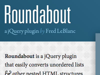 Roundabout v2 ampersand jquery ligatures plugin roundabout