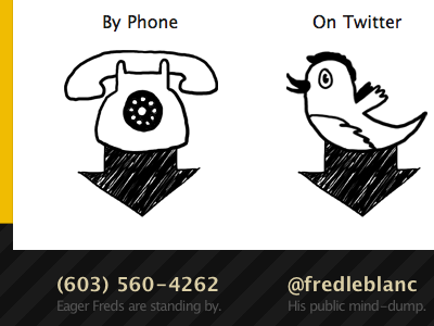 Eager Freds are standing by. fred hand drawn icons phone twitter