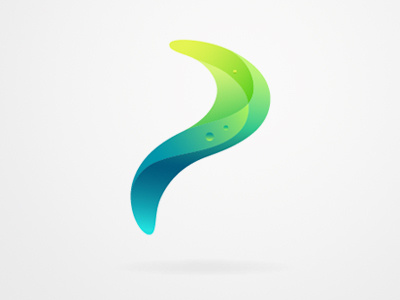 Primedirect aqua branding gradients initial logo p spiral water