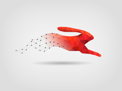 Ignitec branding hare identity logo low poly mesh red