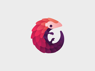 Pangolin animal colorful cute logo mark spiral vector