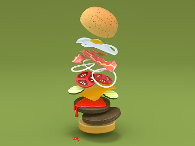 Street Food - Colorful Burguer 🍔🤤 3d 3d art burguer c4d color creative food food and drink illustration maxon model mograph motion octane street