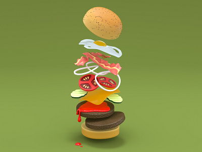 Street Food - Colorful Burguer 🍔🤤 3d 3d art burguer c4d color creative food food and drink illustration maxon model mograph motion octane street