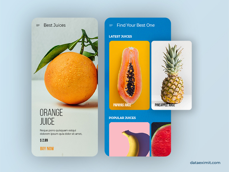 Juice delivery App UI by Data EximIT on Dribbble