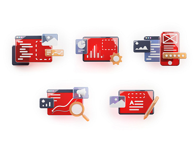 3D Web Services Icons 3d icon illustration