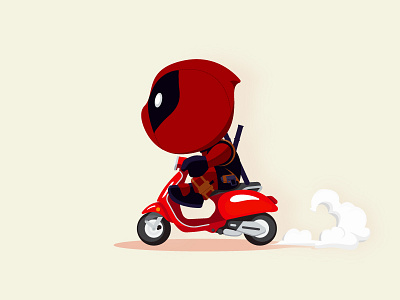 Deadpool on Scooter bike deadpool marvel motorcycle movie ride scooter smoke