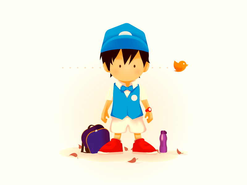 Kintil Goes to School character illustration uniform fall kids school kindergarden kindergarten