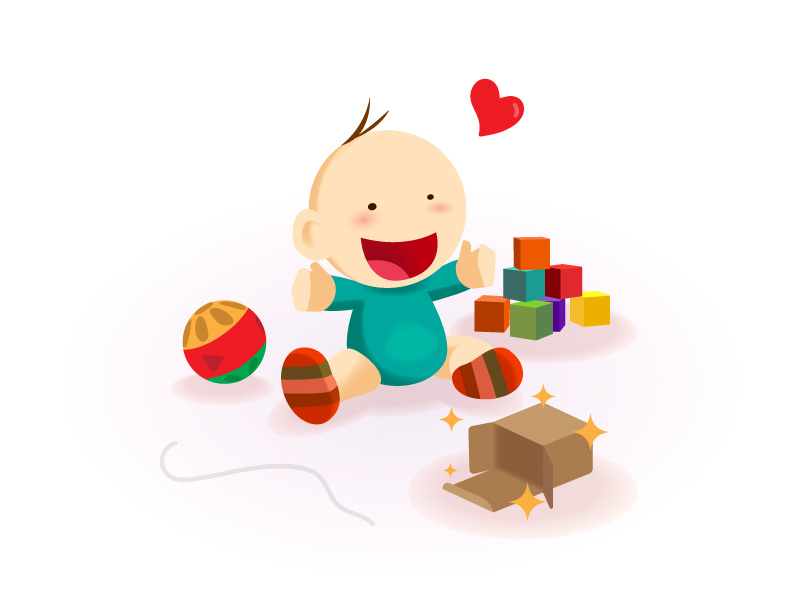 Baby Toys box love ball toy design character toddler baby illustration