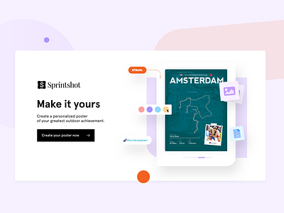 Sprintshot design header landing page posters running strava ui ux webdesign