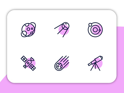 Space Set design icon iconography iconset line outline space universe