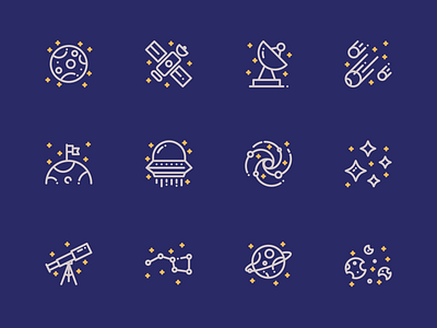 Space Icon design dual color icon icon app iconography icons iconset line minimalist outline simple space ui