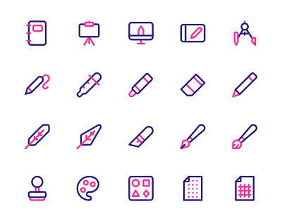 Design Tool Iconset app design dual color icon iconography icons iconset line minimalist outline simple ui vector