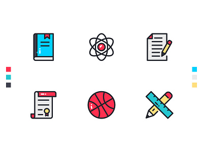 Back to School Set app back to school basket ball basketball book certificate design filled icon icon set iconography icons iconset minimalist outline paper simple stationary ui