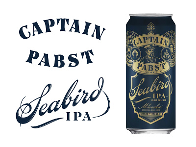 Captain Pabst, Seabird IPA beer branding hand drawn hand lettering lettering logo logotype packaging script type typogaphy