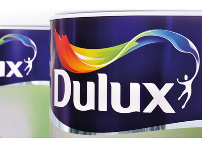 Dulux Launch custom font packaging type typography