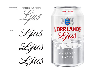 Norrlands Ljus beer bespoke brand branding calligraphy custom type hand drawn hand lettering identity label lettering letters logo logotype packaging script signature sketch type typography