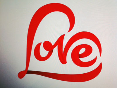 Love brush calligraphy heart lettering love script type typography