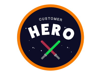 Customer Hero v2 badge customer service design flat hero light saber lightsaber patch simple space starwars