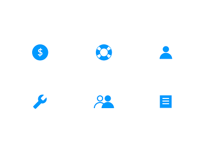 Icons blue document flat icons minimal people simple sos support website wrench