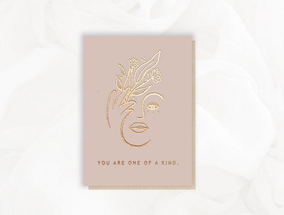 one of a kind aesthetic art branding card design design gold foil greetings card illustration line art luxury minimal minimalist stationery thank you card