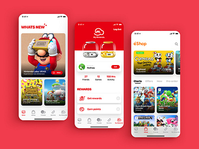 Nintendo Concept App branding sketch typography ui ux