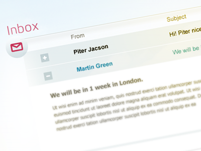 Inbox for travel community ui ux web