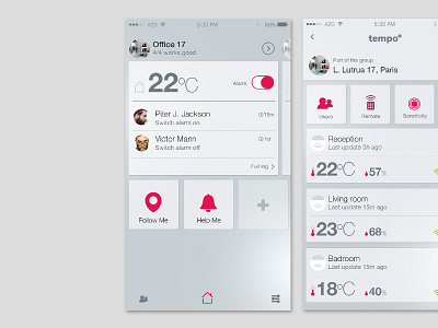 Tempoº - IOS app for sharing control of smart office space. control interaction design iot mobile design patterns smart home temperature ui designer user interface ux ios