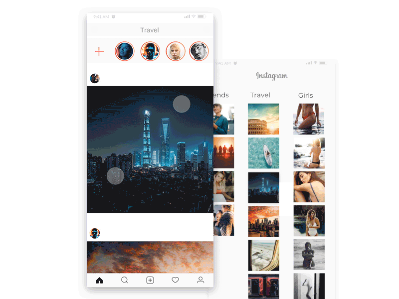 Instagram feeds concept community concept feed grid instagram ios iphonex mobile photo ui ukraine ux