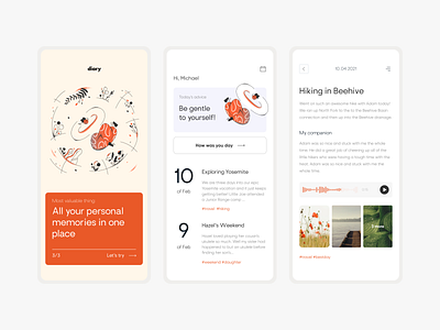 Personal Dairy App daily ui design figma flat mobile design typography ui ui design