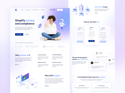 Landing Page for Cyber Security Company design flat landing page design typography ui web