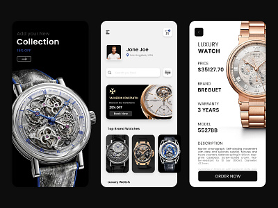 Online Luxury Watch Store app design ecommerce app illustration mobile app development company mobileappdesign online watch store app ui uiux uxui