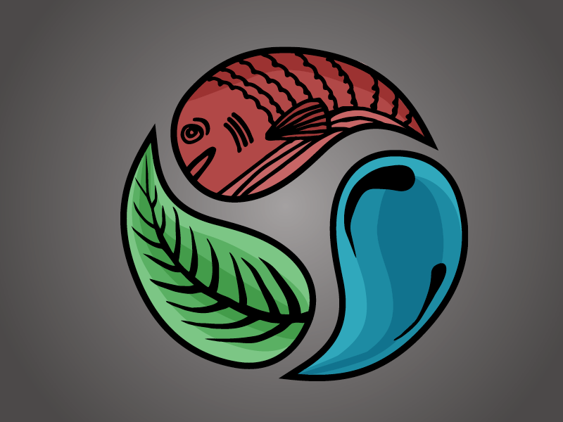 Symbiotic Cycles Logo fish plant water cycle icon logo aquaponics