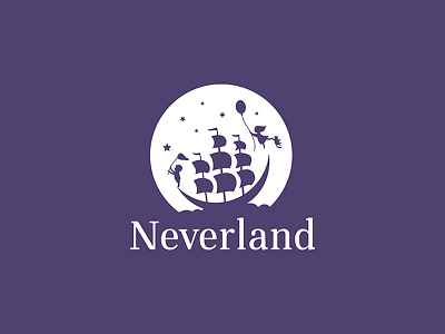 Neverland | Logo branding children club design emblem identity institute logo purple ship stars symbol