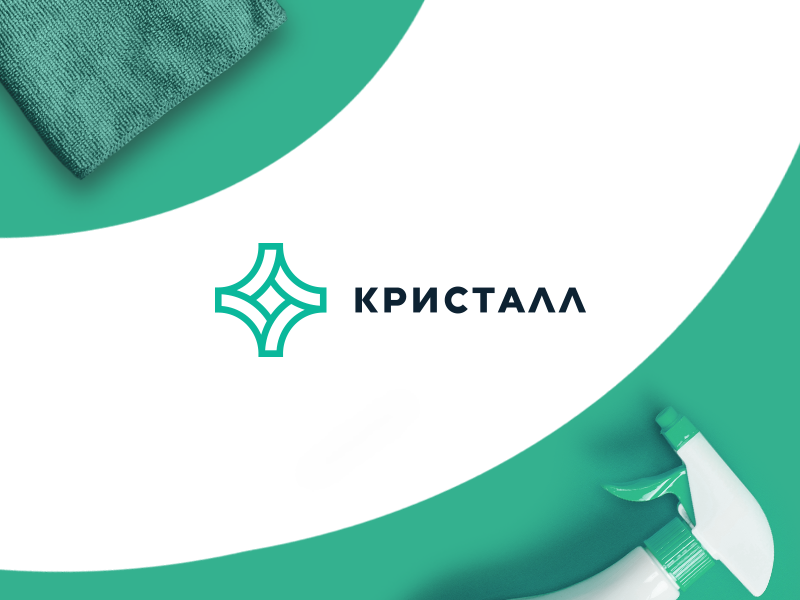 Logo | Crystal logo illustration green design crystal cleaning branding brand