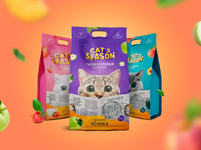 Package | Cat's season brand branding cat cat litter design illustration logo orange packaging
