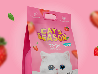 Package | Cat's season brand branding cat cat litter design illustration logo packaging pink