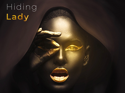 Hiding Lady clean design digital painting dribbble frame editing gautier amory gold graphic photoshop portfolio poster shot