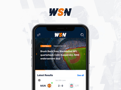 WSN - World Sports Network UI affiliate betting branding football gambling interaction knowledge product soccer sports sports branding statistics ui ux